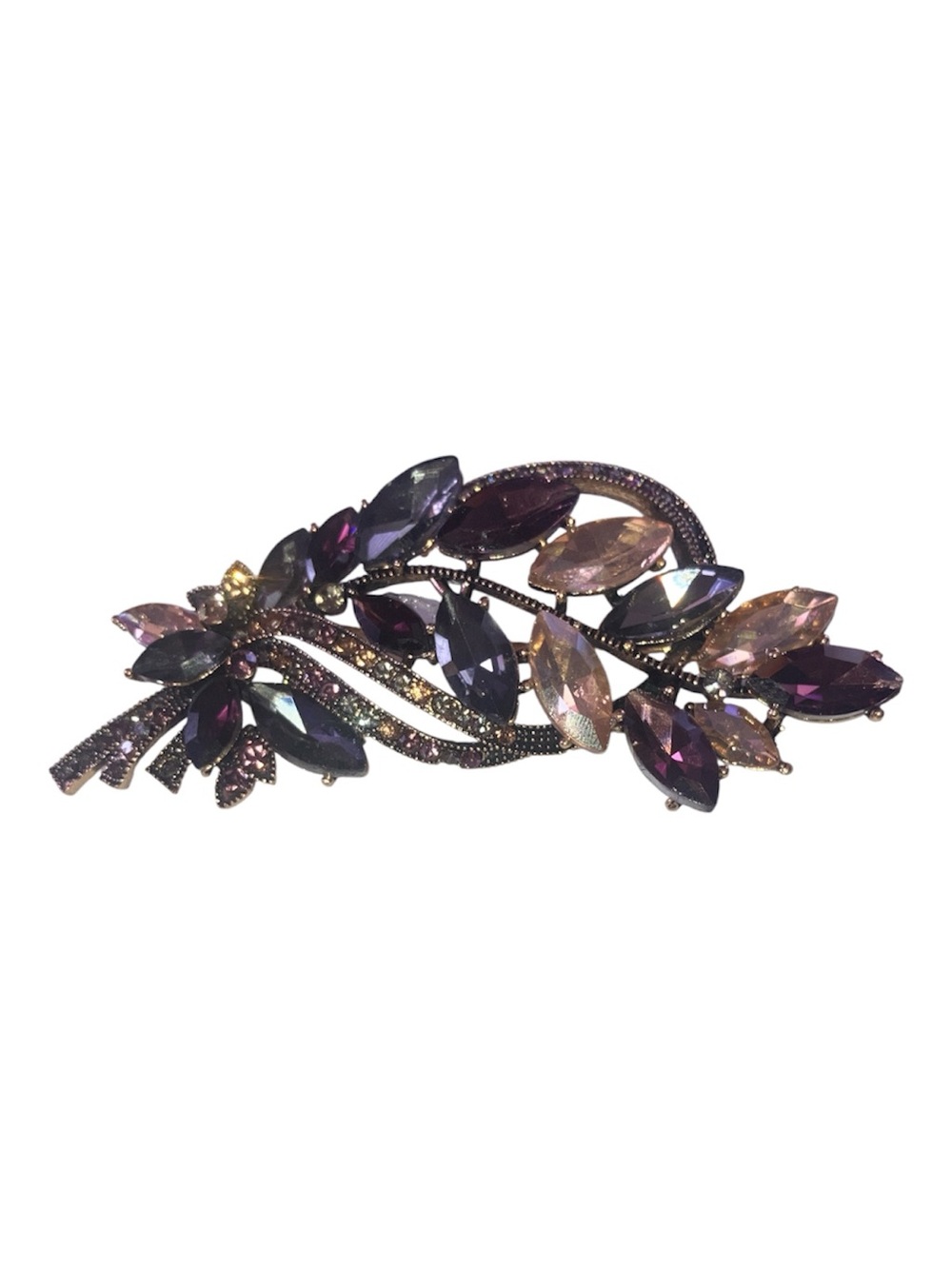 New Big 3 1/2โ Vintage-Inspired Purple and Pink Marquise Crystal Brooch